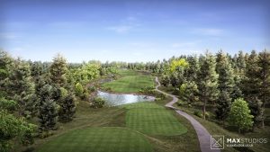 golf course tee birdseye view cgi