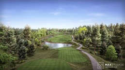 golf course tee birdseye view cgi